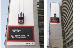 MINI Canada's Thrilling Descent: The Luge Building Advertisement